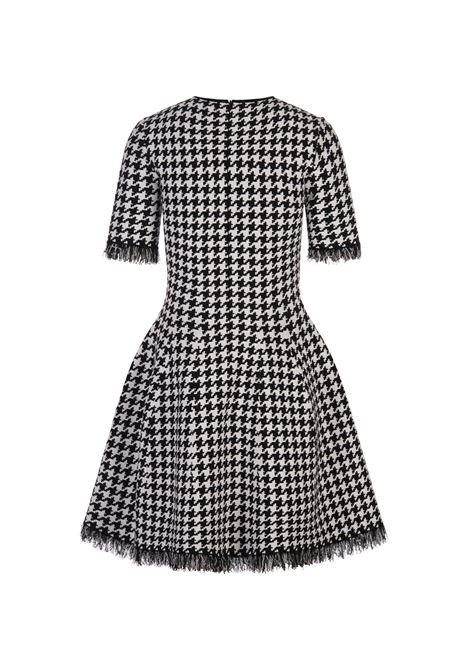 Miniabito Con Motivo Pied-De-Poule in Nero/Avorio ALEXANDER MCQUEEN | 829320-Q1BDB1080